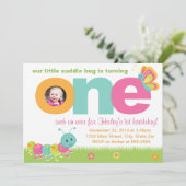 Knuffel Bug 1e verjaardag uitnodiging 5x7 fotokaar (Staand voorkant)