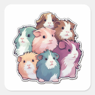 Knuffel Cluster Cavia's Vierkante Sticker
