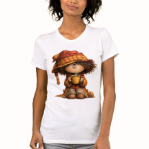 Knuffel Cute Meisje met Koffie T-Shirt