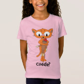 knuffel? Cute Oranje Cartoon Cat met socket aap T-shirt (Voorkant)