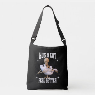 Knuffel een kat Voel je beter Grappige Skelet Kat Crossbody Tas