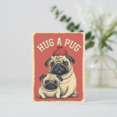 Knuffel een Pug! Briefkaart (Staand voorkant)