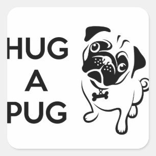 Knuffel een Pug Vierkante Stickers