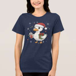 Knuffel Eend Kerst Drank Cozy Kerstcadeau Tri-Blend Shirt
