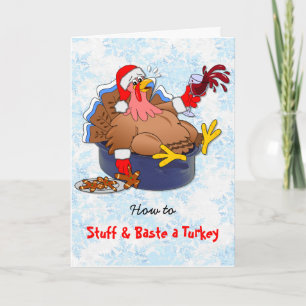 Knuffel en basted kalkoen (wijn) feestdagen kaart