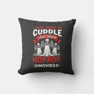 Knuffel en griezelfilms kijken Skelet Halloween Kussen