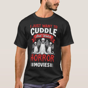 Knuffel en griezelfilms kijken Skelet Halloween T-shirt