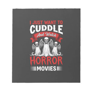 Knuffel en kijk naar horrorfilms Skelet Halloween Notitieblok