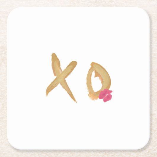 Knuffel en kus lippen XO vierkante papieren onderz Kartonnen Onderzetters (Voorkant)