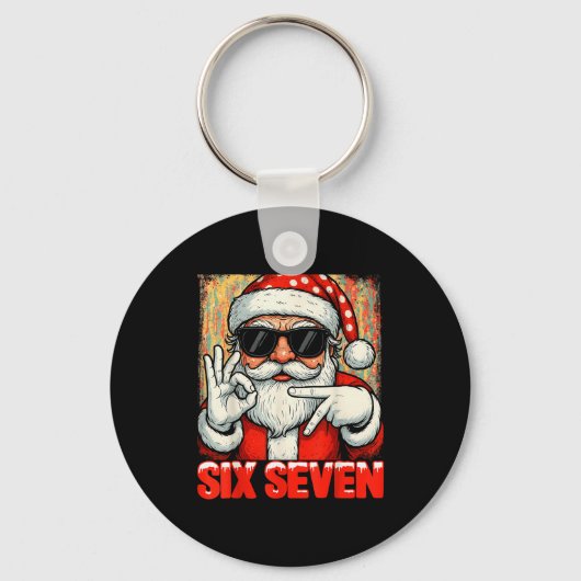 Knuffel Funny Six Seven Meme Kerst Cool Santa S Sleutelhanger (Voorkant)