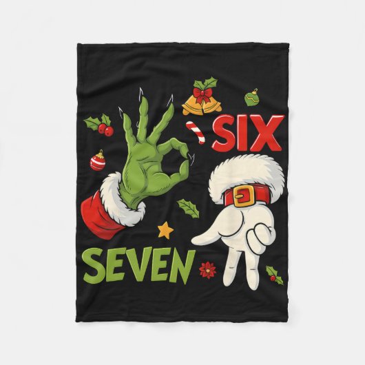 Knuffel Funny Six Seven Meme Kerstman Spreuk Fleece Deken (Voorkant)