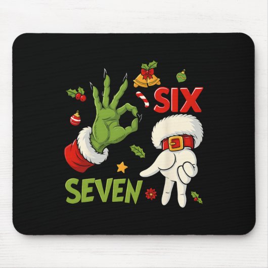 Knuffel Funny Six Seven Meme Kerstman Uitdrukking Muismat (Voorkant)