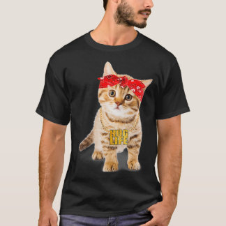 Knuffel gangster leven gouden keten kat gangsta t-shirt