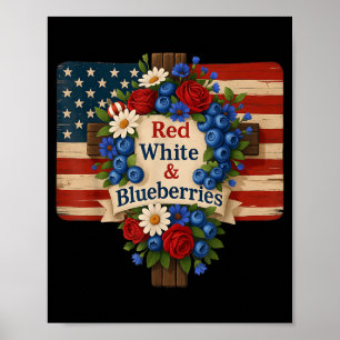 Knuffel God Zegen Blauwe Bessen Amerika Bloemrijk Poster