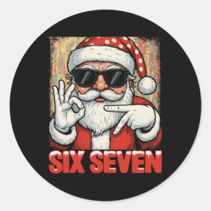 Knuffel Grappige Zes Zeven Meme Kerst Cool Santa S Ronde Sticker