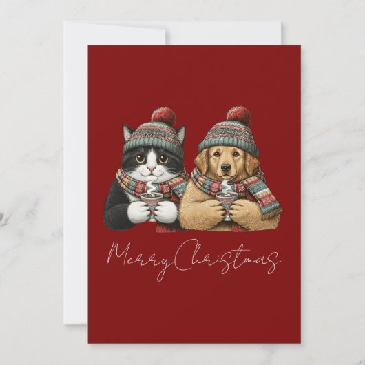 Knuffel Hond & Kat Cacao Feestdagenkaart (Voorkant)