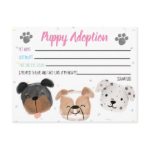 Knuffel Hondje Adoptiekaart voor Feestfavorietjes