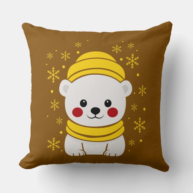 Knuffel IJsbeer Winter Worp Kussen (Voorkant)