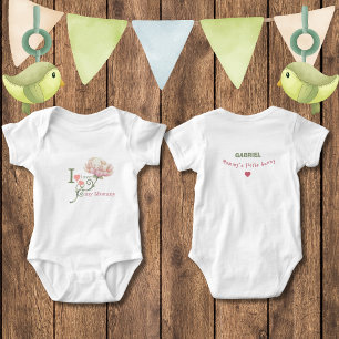 Knuffel "Ik hou van mijn mammie" Konijn Bloem Romper