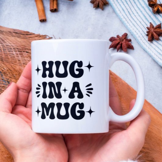 Knuffel in een Mok zwarte retro typografie