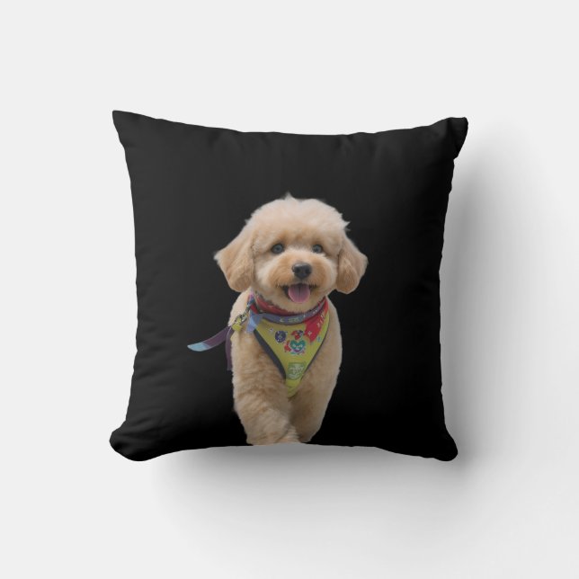 Knuffel Ivoorkleurige Pup Kussen (Voorkant)