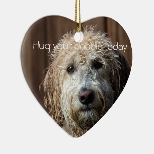 knuffel je Doodle schattige Labradoedle-hartversie Keramisch Ornament (Rechts)