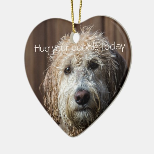 knuffel je Doodle schattige Labradoedle-hartversie Keramisch Ornament (Links)