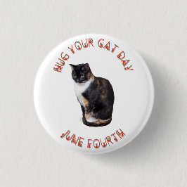 Knuffel je kattendag 4 juni ronde button 3,2 cm