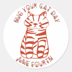 Knuffel je kattendag 4 juni T-shirt Ronde Sticker