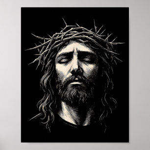Knuffel Jezus Christelijk Gezicht Doornenkroon Rel Poster