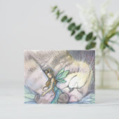 Knuffel Kat en Fee Postkaart (Staand voorkant)