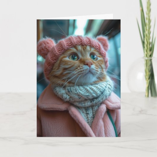 Knuffel Kat Groet Kaart (Voorkant)