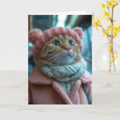 Knuffel Kat Groet Kaart (Gele Bloem)