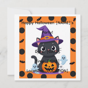Knuffel Kat Halloween Feest Uitnodiging Bewerkba