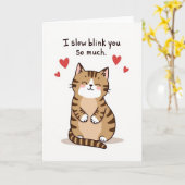 Knuffel Kat Langzaam Knipperen Liefde Kaart (Gele Bloem)