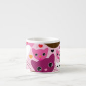 knuffel katje kat achtergrondpatroon espresso kop (Voorkant)