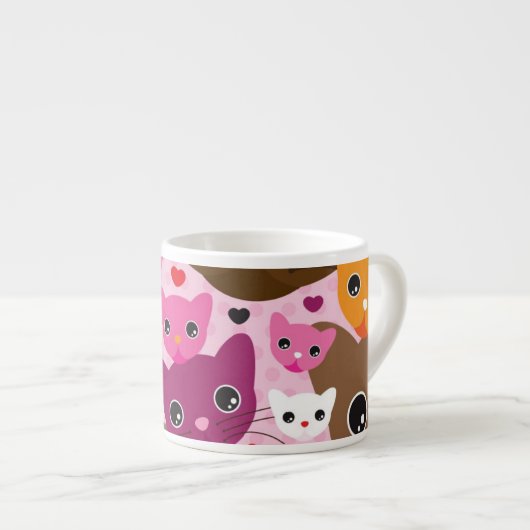 knuffel katje kat achtergrondpatroon espresso kop (Voorkant rechts)