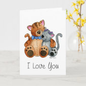 Knuffel Katten Kaart (Gele Bloem)