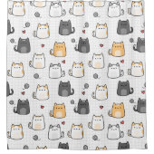 Knuffel Kawaii Kat Patroon Douchegordijn (Voorkant)