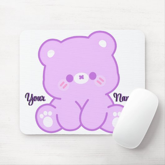 Knuffel Kawaii Teddy Paarse Beer Aangepaste Muisma Muismat (Met muis)