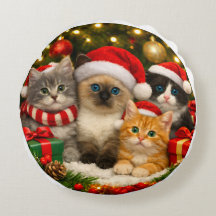 Knuffel Kerst Dekenkussen met Adorabele Kitten