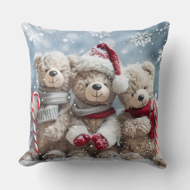 Knuffel Kerst Teddy Beer Worp Kussen (Voorkant)