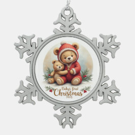 Knuffel & Kerstvreugde – Baby's Eerste Kerstboomor Tin Sneeuwvlok Ornament