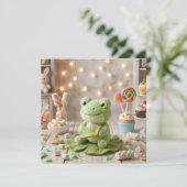 Knuffel kikker met Key Lime Pie blanco Kaart (Staand voorkant)