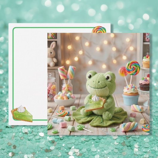 Knuffel kikker met Key Lime Pie blanco Kaart