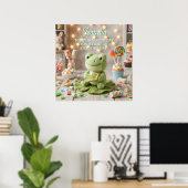 Knuffel kikker met Key Lime Pie gepersonaliseerd Poster (Thuiskantoor)