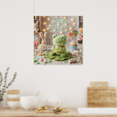 Knuffel kikker met Key Lime Pie gepersonaliseerd Poster (Keuken)