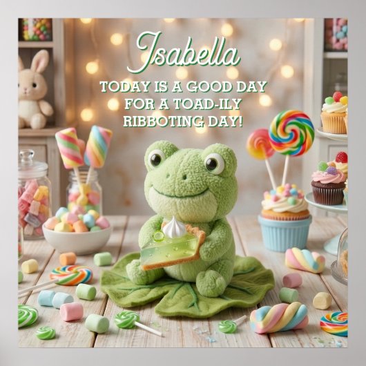 Knuffel kikker met Key Lime Pie gepersonaliseerd Poster (Voorkant)
