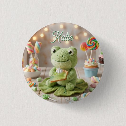 Knuffel kikker met Key Lime Pie gepersonaliseerd Ronde Button 3,2 Cm (Voorkant)