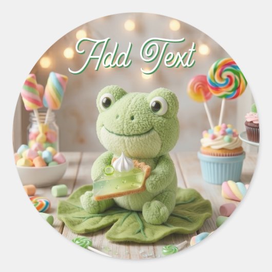 Knuffel kikker met Key Lime Pie gepersonaliseerd Ronde Sticker (Voorkant)